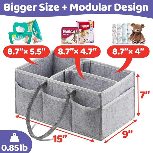 Nursery Organizer And Baby Diaper Caddy Modular Design For Standard Changing Table