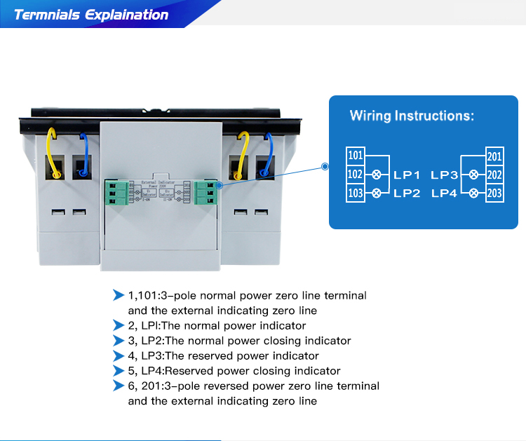 MCB type high quality Dual Power Automatic changeover switch
