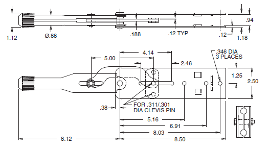Over Center Locking Hand Control Lever Corrosion Resistant For Industrial Equipment
