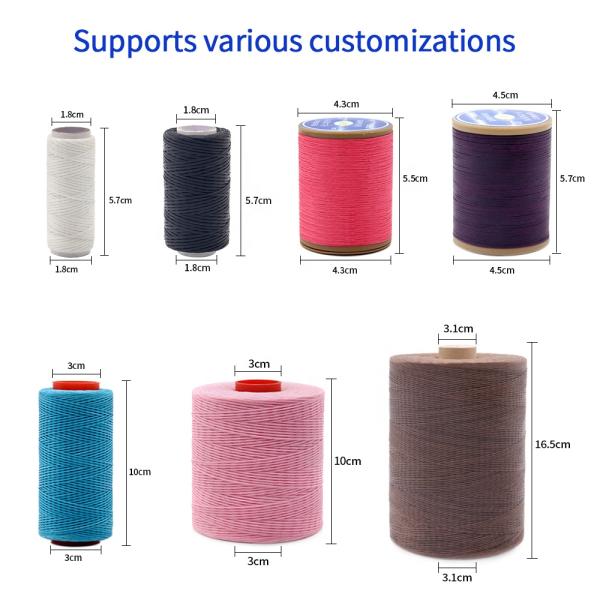 Kangfa 0.8MM 100% Polyester Waxed Thread for Leather Sewing Pattern Dyed Material Waxed
