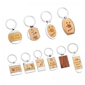 China Bamboo Beechwood Wooden Engraved Keychain Sublimation Zinc Alloy Blank Keyring on sale