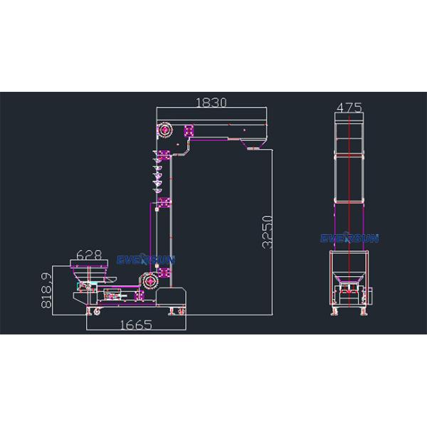 Carbon Steel / SS304 / 316 Z Type Elevator For Grain With 1.8 - 10L Bucket Volume