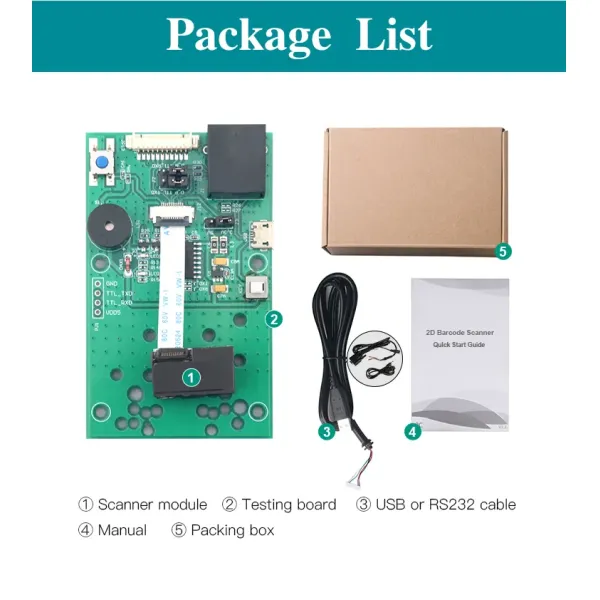 Small Embedded 2D Barcode Scanner with 1280*800 Image Sensor 50mm~750mm Depth of Field and 1.2m Drop Height