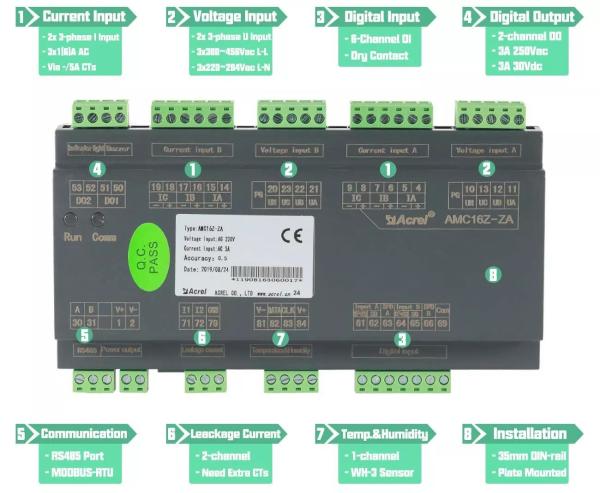 Quality Acrel Branch Multi Channel Circuit Energy Meter RS485 Dual Independent AC for sale