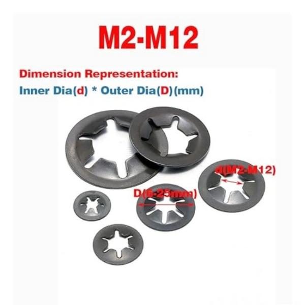 M6 Starlock Retaining Washer 5.5mm Id 16mm Od Push On Lock Speed Clip