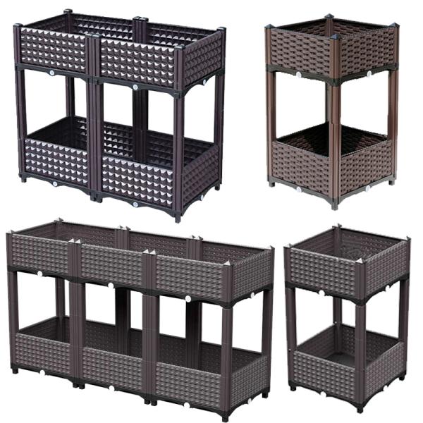 Balcony Rectangle Elevated Plastic Planter Box Three Dimensional Multi Layer