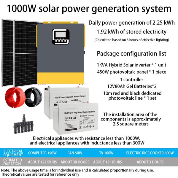 1KW Off Grid Solar Energy System with Monocrystalline Silicon Solar Panel for Home Power Supply