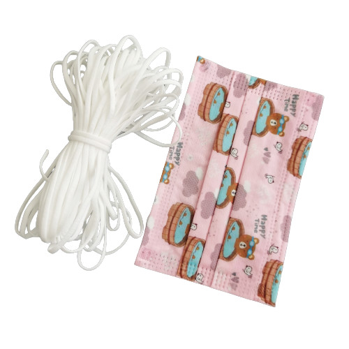3.0mm White Flat Round Elastic Earloop String Soft Round Elastic Cord For Face Masks