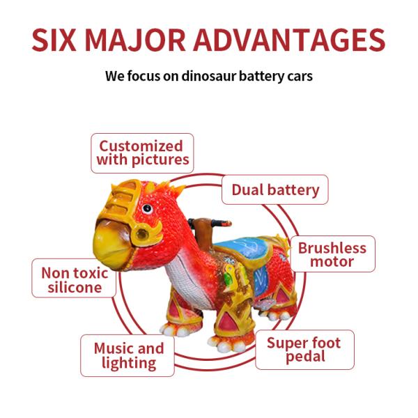 Lifelike animatronic dinosaur ride in action at amusement park