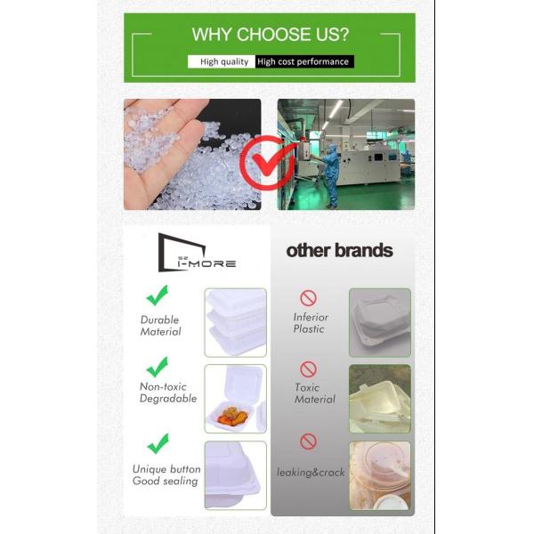 60%Corn Starch 40%PP food takeaway containers 152*152*80mm