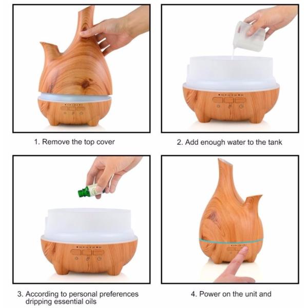 Ultrasonic 500ml Wood Grain Diffuser With Flower Arrangement Tank