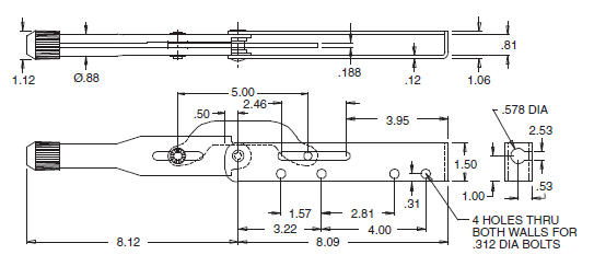 Over Center Locking Hand Control Lever Corrosion Resistant For Industrial Equipment