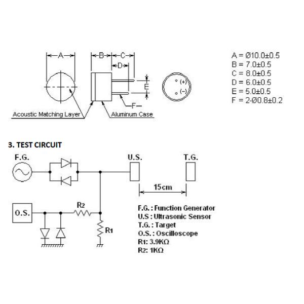 60mm - 300mm Ultrasonic Distance Transducer Short Measurement 400KHz in Air