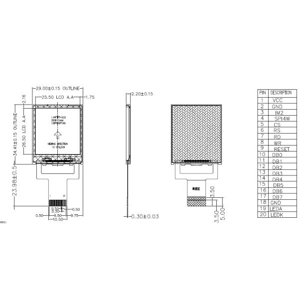 1.44 Inch TFT LCD Display Module