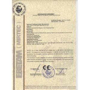 JINAN HUIYOU CONSTRUCTION MACHINERY CO., LTD Certifications