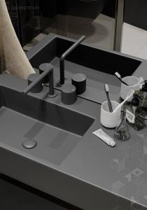 China Luxury Matte Black Customized Bathroom Cabinet With Undermount Black Sink on sale
