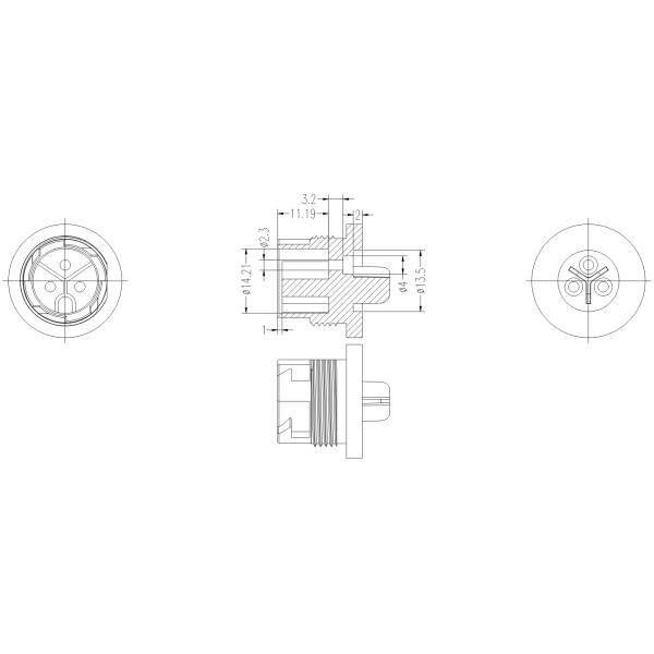 M20 Circular Connectors Waterproof Panel Mount Connector 3 Pin