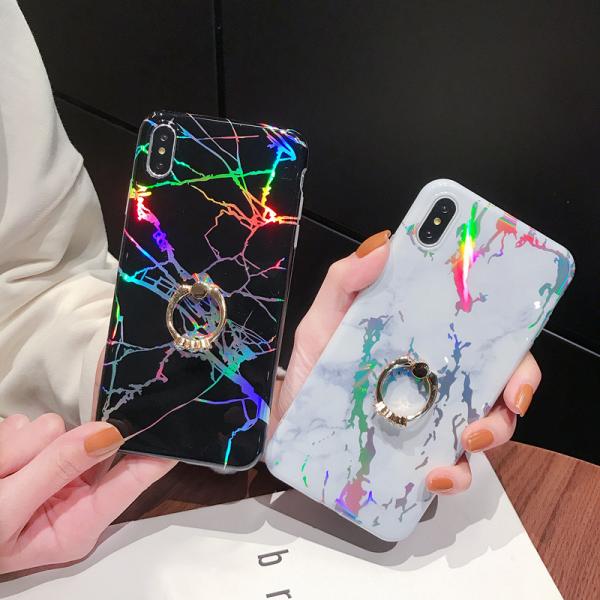 Iphone, Samsung & Huawei laser marble case with iRing, Iphone Xs Max TPU marble case with iRing, Samsung Note 8 case