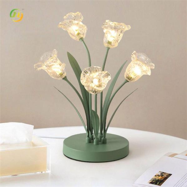 Glass Flower Model Innovation Unique Decoration Modern Led Table Lamps Table Lamps Indoor
