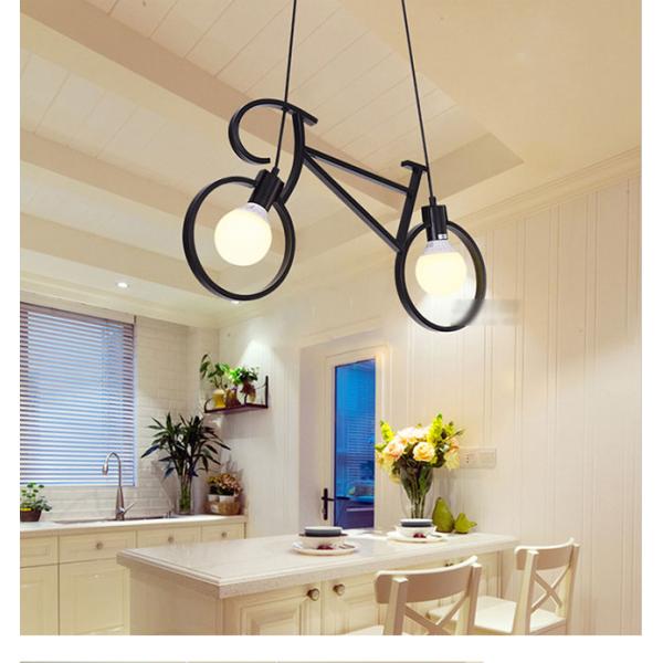 Creative LED Interior Bicycle Pendant Light 9w For Bedroom Balcony Black White