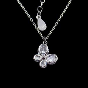 China Elegant Design Cz Stone Silver Butterfly Necklace For Anniversary Present on sale