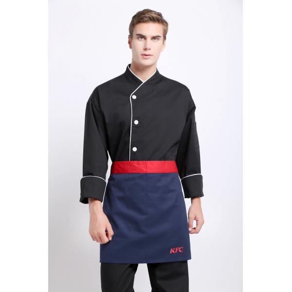 Twill 2/1 Polyester 65% Cotton 35% Winkle-free Black Half Apron Chef Wear