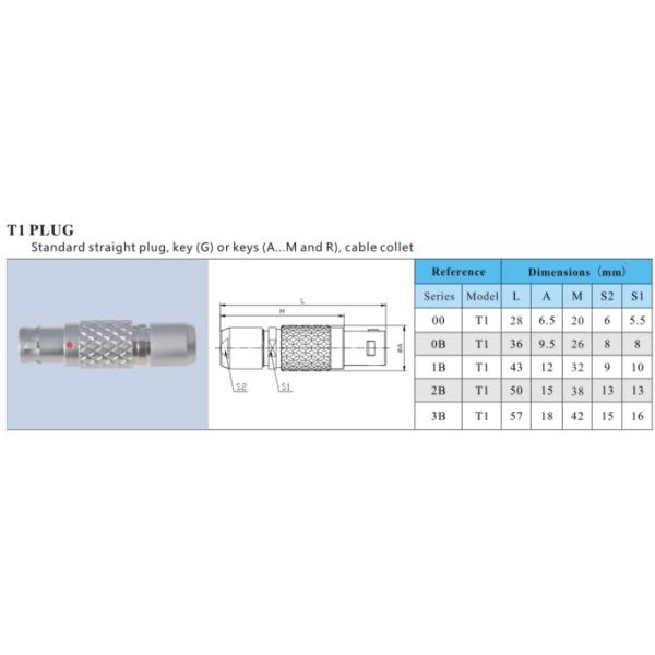 Male Circular Push Pull Connectors 00 / 0B / 1B / 2B / 3B Solder / Print Contacts
