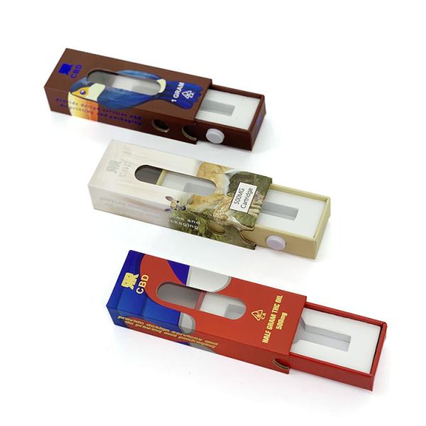 Foiling Custom Slider Box Vape Cartridges Packaging With Display Window