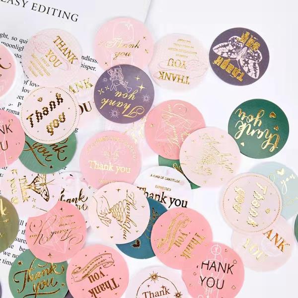 1.2 1.5 Inch Luxury Sticker Labels Printing Thank You Business Stickers Heart 500 Piece