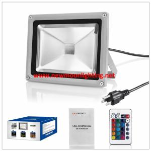 Wholesale 10W Waterproof LED Flood Light with US 3-Plug and Remote, RGB from china suppliers
