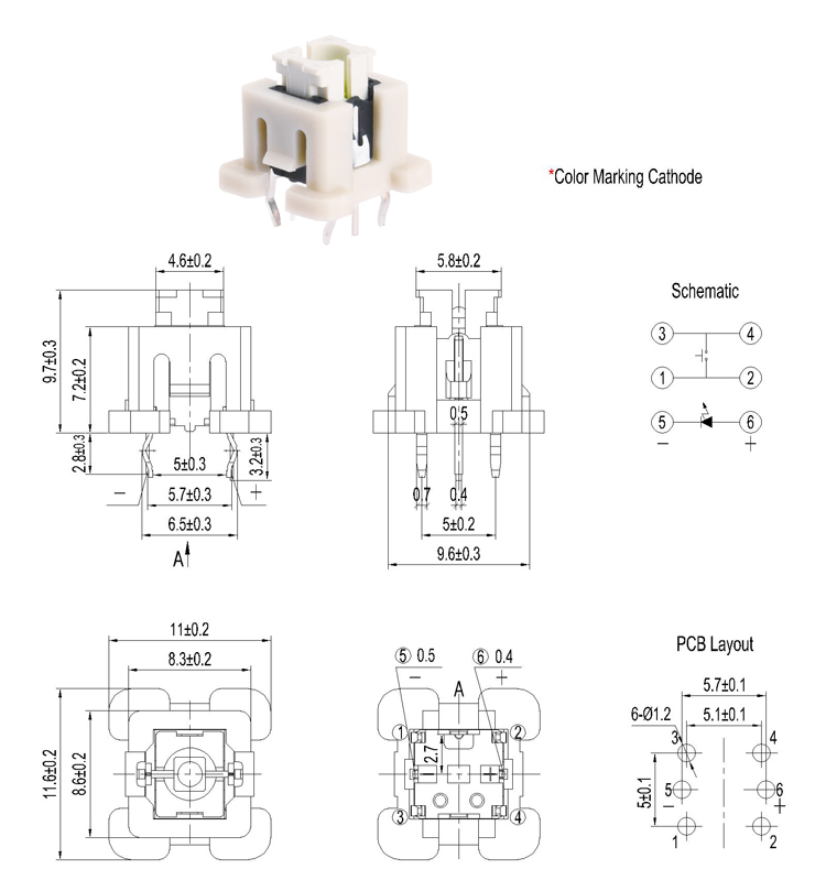 IP40 Vertical On Off Push Button Illuminated Tact Switch