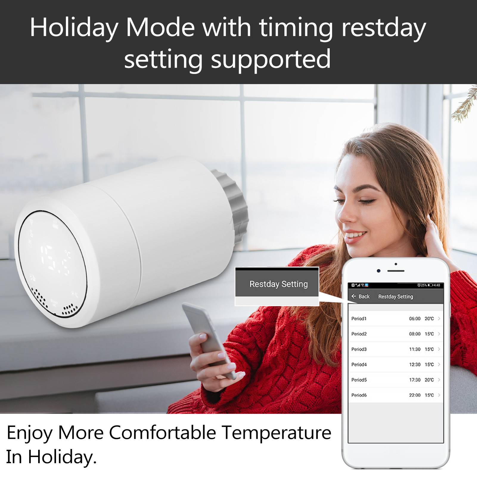 Temperature Control Smart TRV Wifi Zigbee Radiator Thermostat With Google Home And Alexa
