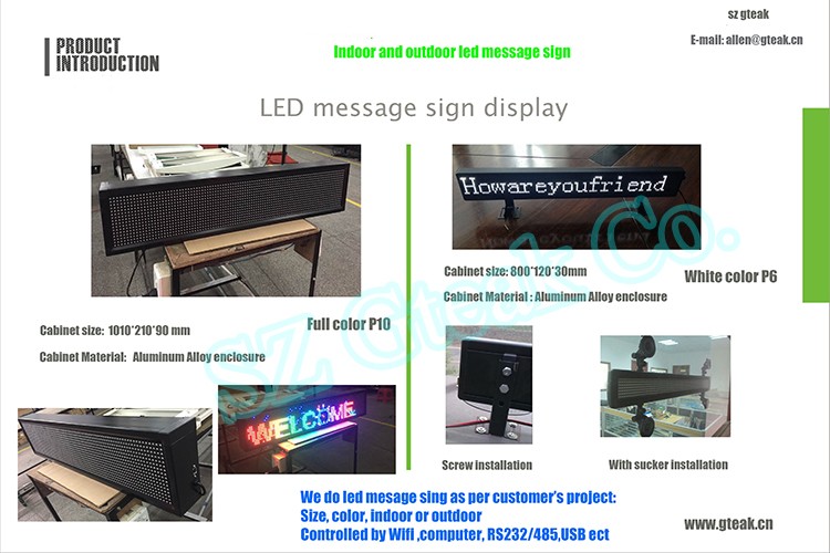 Customized full color RGB led display board message sign