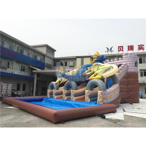 Industrial Commercial Grade Dragon Big Inflatable Water Slides 15*11*8m Customized