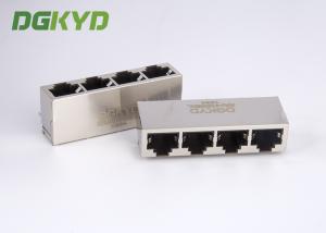 China 1 x 4 Multiple Port cat5 RJ45 PCB Socket Connector Female For Communication on sale