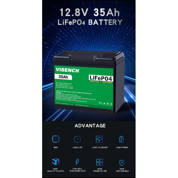 Visench 12V 35Ah Deep Cycle Digital Rechargeable Lithium Iron Phosphate Battery 12.8V Lifepo4 Lithium Ion Battery