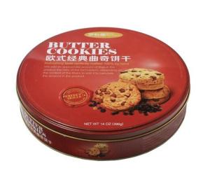 Wholesale Custom printed small cookie tin container with flat lid from china suppliers