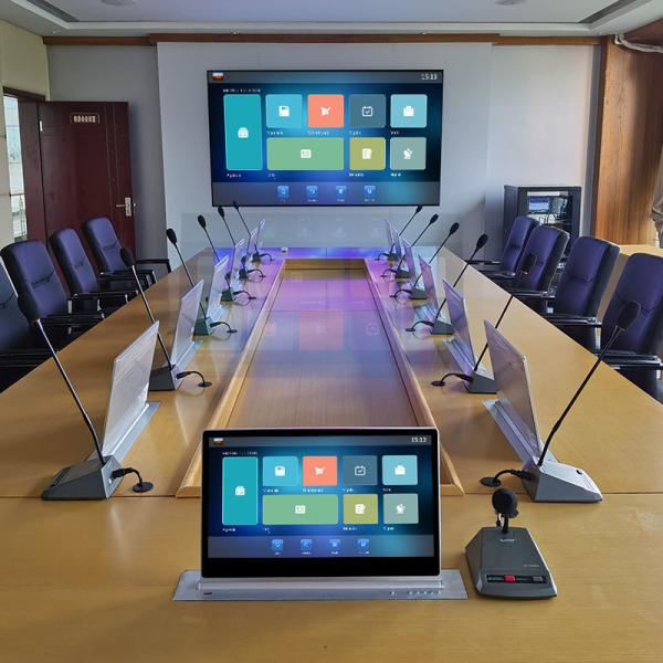 Quality Paperless 15.6 Inches LCD DisplayElectric Desktop Conference System Computer Monitor Teams Conference Room System for sale