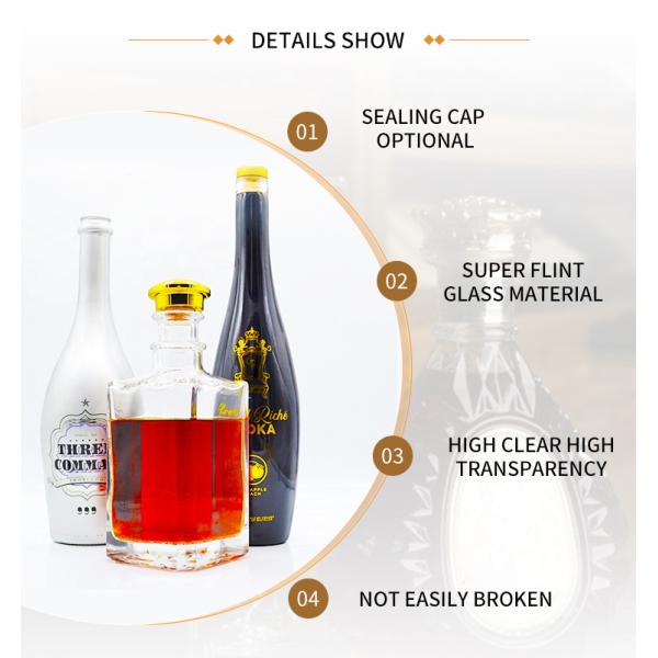 Industrial Beverage Square Glass Bottle 700ml with Decal Surface and Matte Black Finish