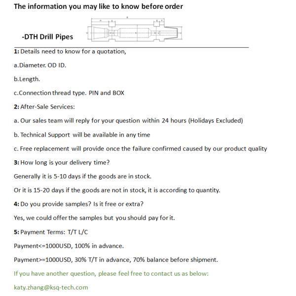 6m Regular DTH Drill Pipe 2 3/8" API Thread Foundation Drilling Alloy Steel