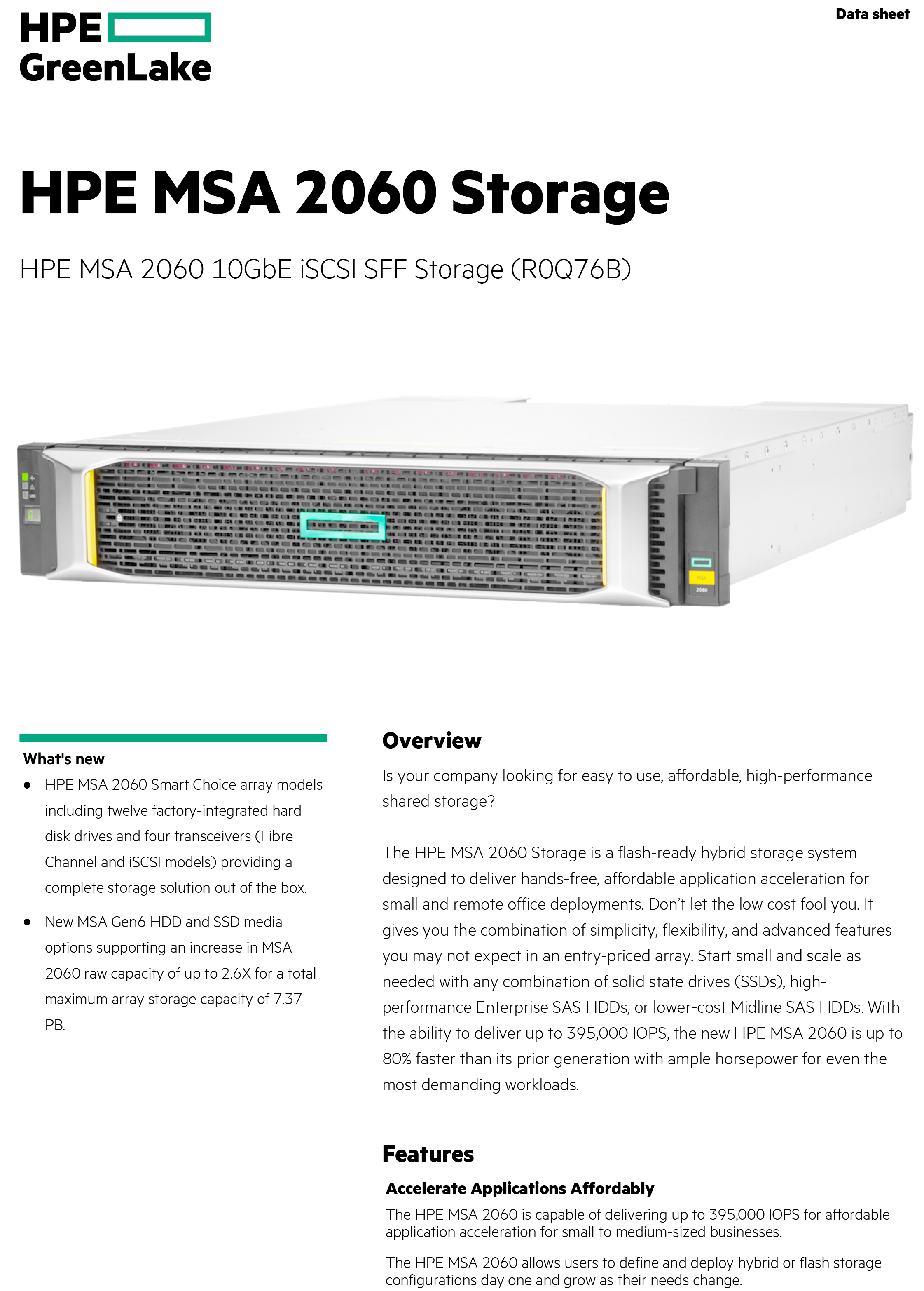 MSA2060 Dual Controller SAN Storage Array 12G SAS Hybrid Flash