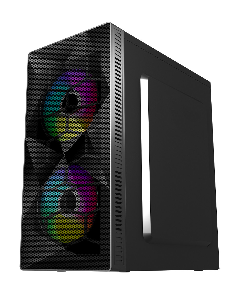 ETEK Gaming Computer Case MATX 2 Big RGB Fans On Front Panel Fan On Side Pandel Available Support OEM ODM