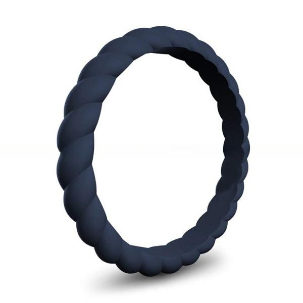 3mm Thin Braided Wedding Silicone Ring Thin Stackable for Women