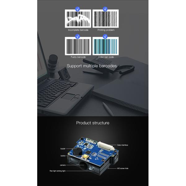 1D OEM CCD Barcode Reader Module Embedded 2500 Resolution 6g Weight