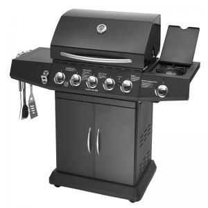 China 5 Burners And Side Burner Gas BBQ Grill With Gast Iron Hotplate And Enamel Hoods on sale