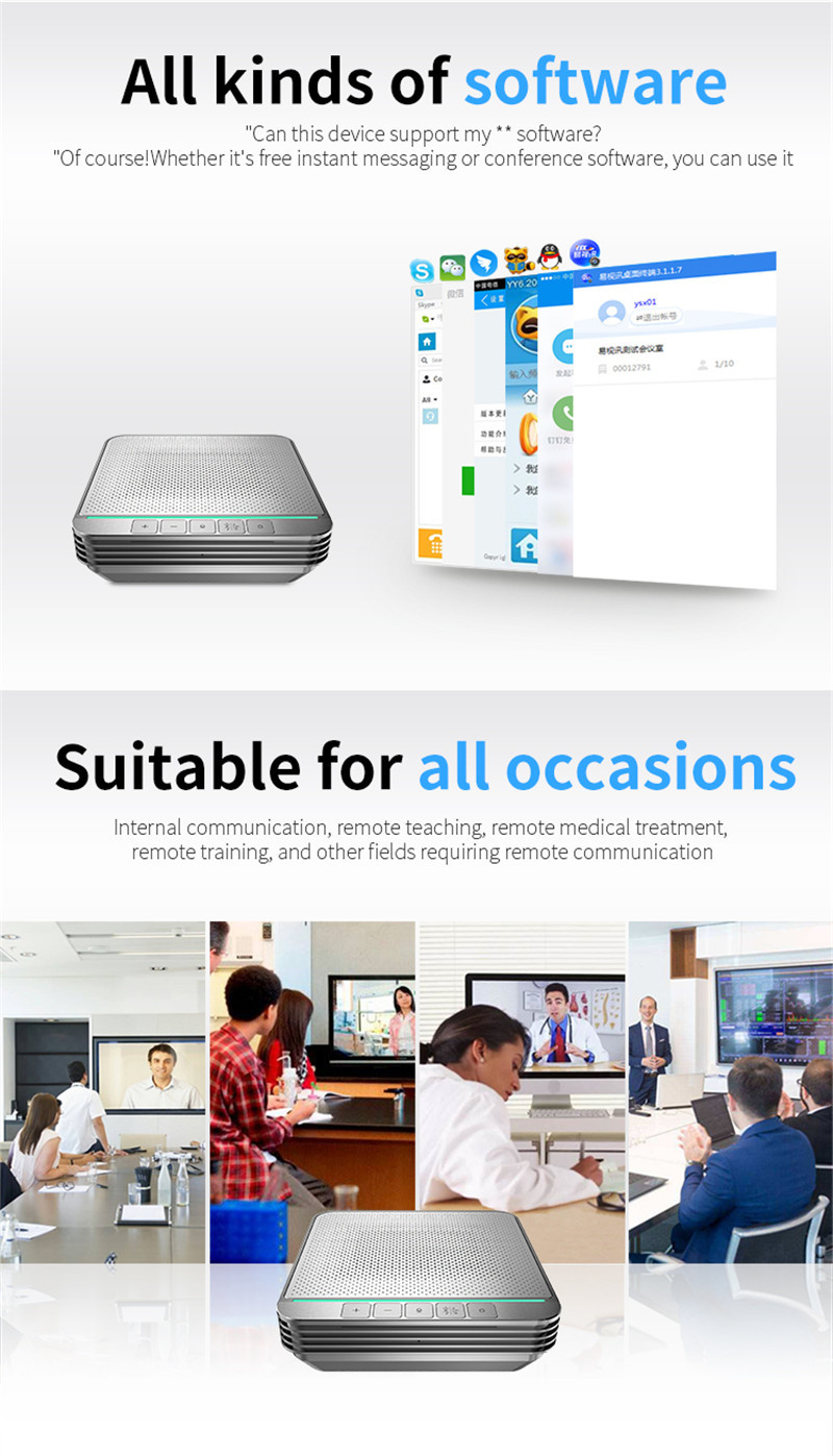 USB2.0 Bluetooth Video Conference Omnidirectional Microphone Echo Elimination Noise Reduction DSP Mute Speakerphone Mirc