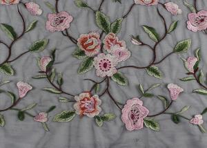 Wholesale Gray Polyester Flower 3D Embroidered Lace Fabric By The Yard For Lady Dress from china suppliers