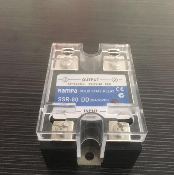 80A SSR Solid State Relay DC To DC SSR-80DD Input 3-32VDC Control Output 12-60VDC Black Solid State Relay(SSR-80DD)