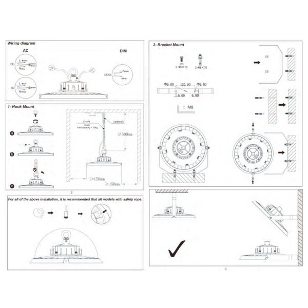 IK08 200W High Bay LED Lights 130Lm/w Ploycarbonate Lens 5 Year Warranty