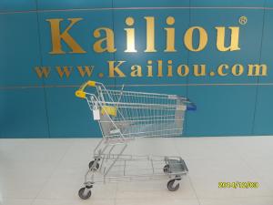 Wholesale 130L Supermarket store Metal Shopping Cart With Curve Handle and swivel flat casters from china suppliers